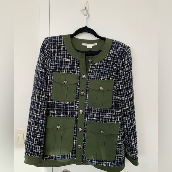 Veronica Beard fielding Dickey tweed coat jacket crested buttons - Picture 6 of 10